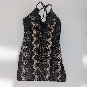 Black Lace Halter Dress